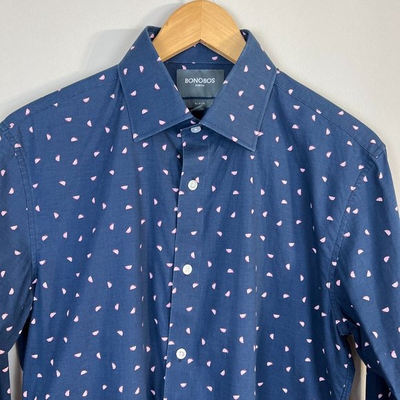 Bonobos Shirt Mens 16x35 Slim Fit Button Down Fruit Slice Long Sleeve Stretch - Picture 2 of 9